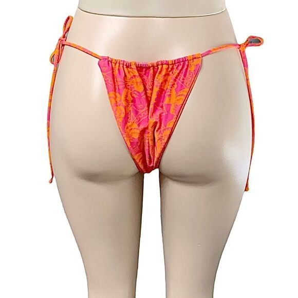 Ed Hardy RARE Geisha ‘Lady’ Bright Pink Orange String Side Tie Bikini Medium - Picture 5 of 7